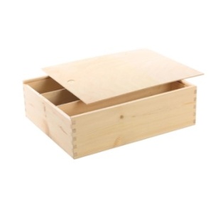 Wijnkist met 3 vakken (incl gravure)