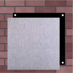 RVS naambord met kunststof achterplaat 10 x 10 cm